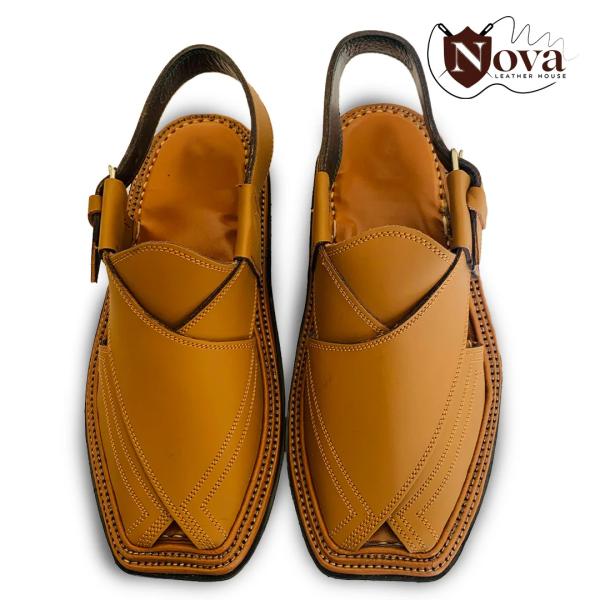 Triple Gear Captaan Gold color Handmade Peshwari Chappal